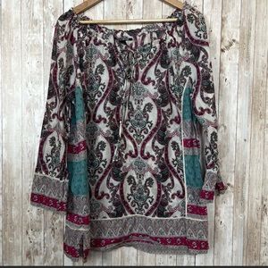 Lucky Brand Long Sleeve Paisley Print Tunic/Dress